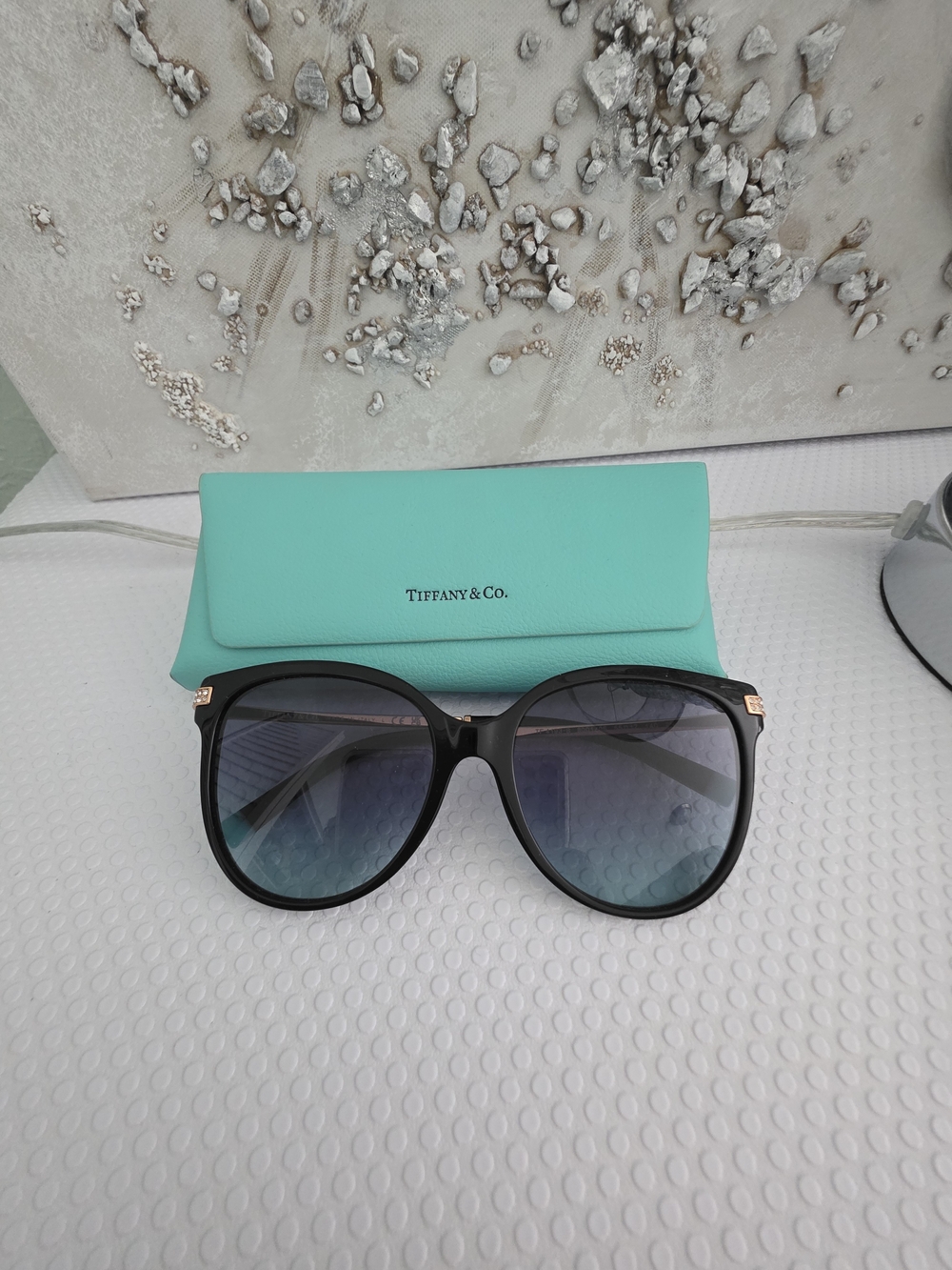 Tiffany & Co. Black Frame Sunglasses with Blue Gradient Lenses